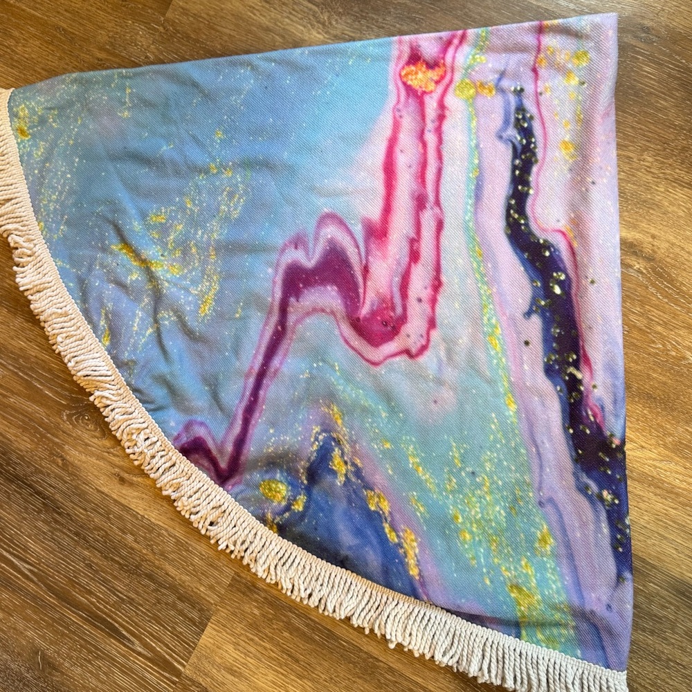 Big circular galaxy beach‎ towel with fringe!